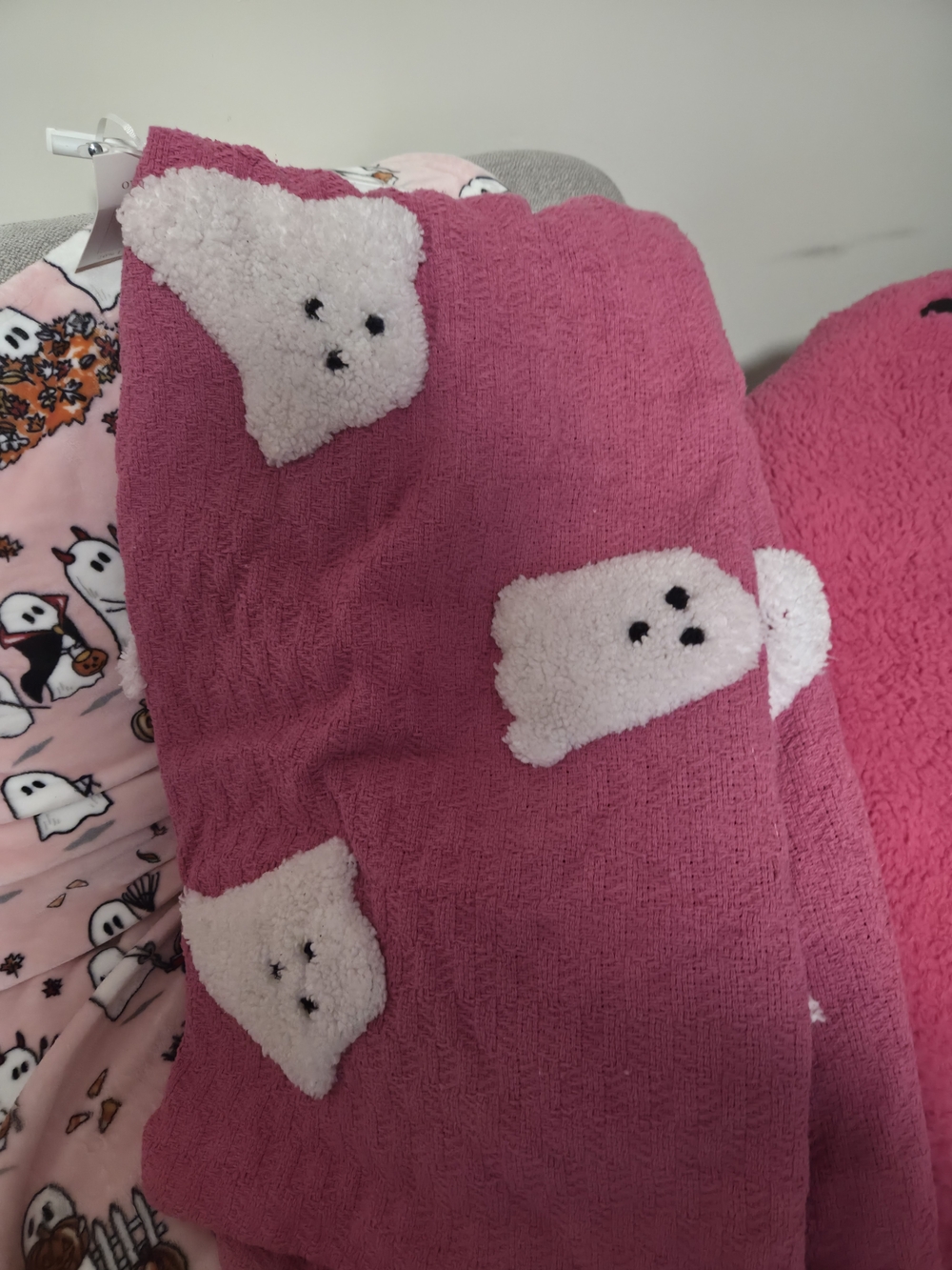 Rachel Zoe Pink Ghost Plush Throw Blanket